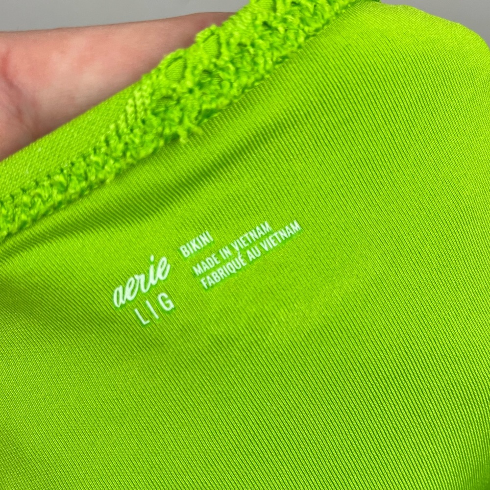 Aerie Green Lace Bikini Swimsuit Scoop Tank Top Bikini Bottom L/XL - Picture 8 of 9